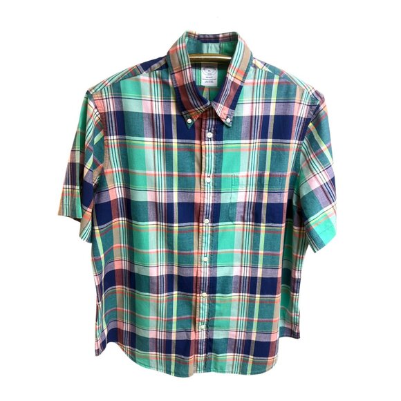 Brooks Brothers 1818 Regent Cotton Madras Original Polo Short Sleeve Shirt - Picture 5 of 9